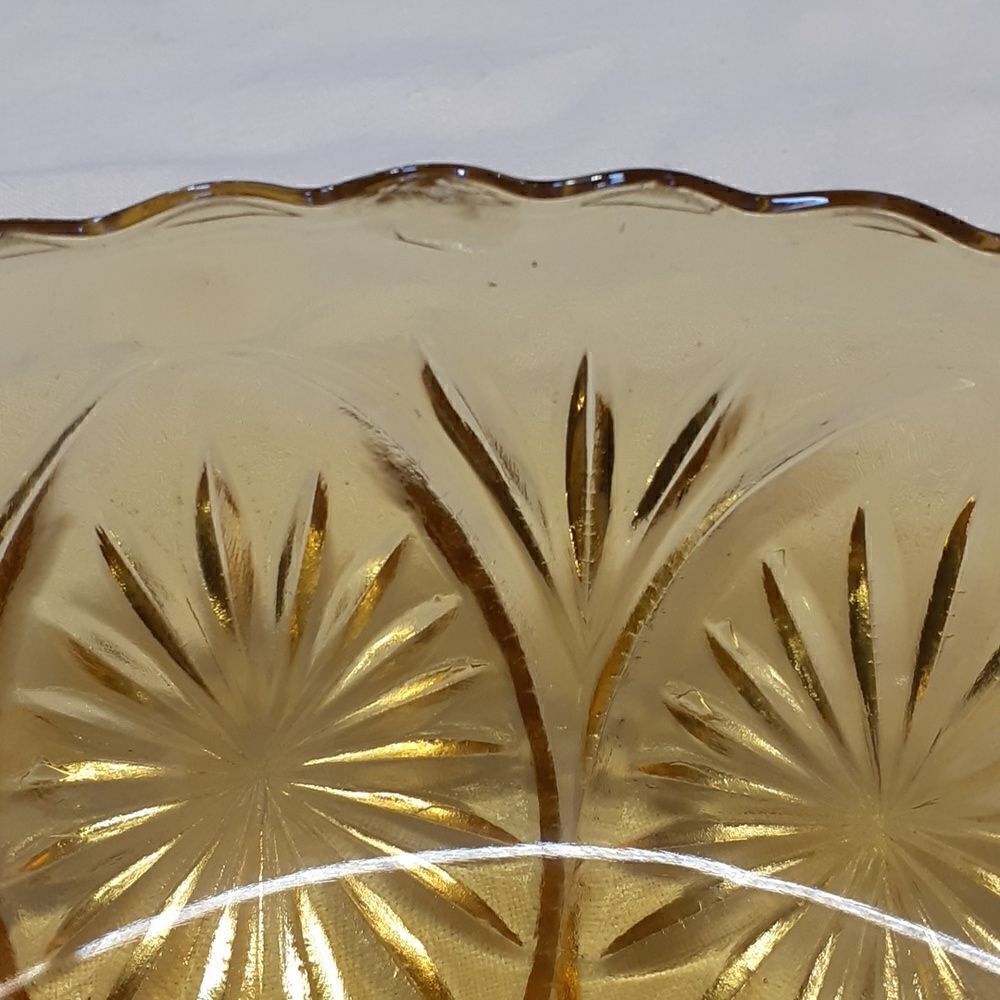 2 pc Vtg. Medallion Pattern MCM Serving Chip Large Bowls Anchor Hocking Indiana - Picture 3 of 7
